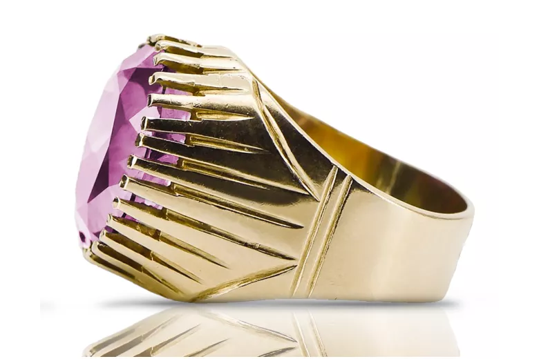 أميثست 14 كارت من الذهب الأصفر خاتم حرف يدوية فينتاج vrc048y